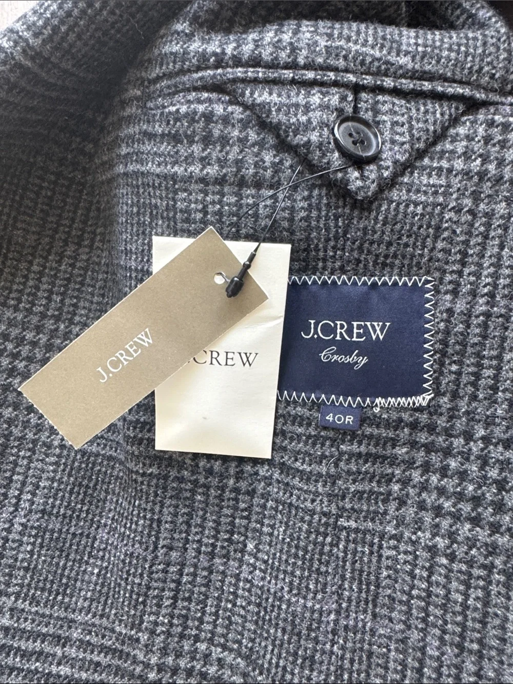 J. Crew Crosby Double Breasted Wool Blazer Gray Italian Cloth Men’s 40R NWT